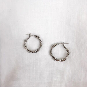 Silver twisted hoop earrings